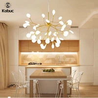 kobuc modern firefly led g4 chandelier light stylish tree branch glass chandelier lamp for living room dining room decor light