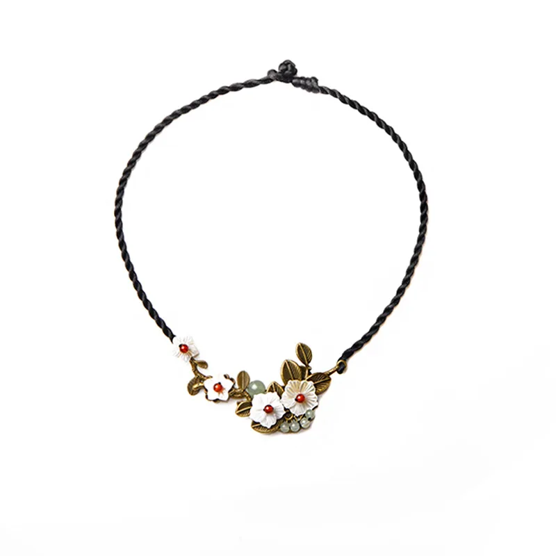 Чокеры женские винтажные с ракушками и цветами ручной работы ожерелье в подарок