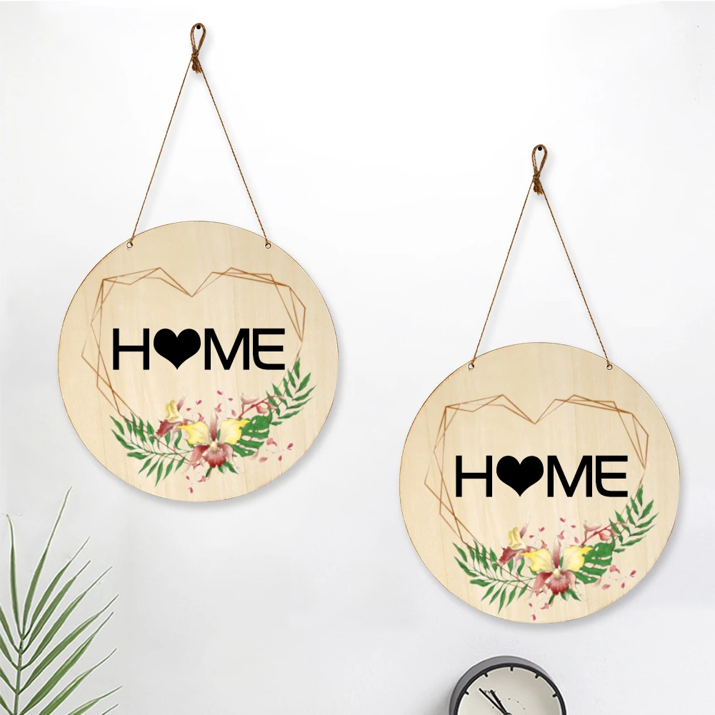 

Front Door Wreath Round Wooden Hanging Sign with Flower Eucalyptus Wooden Hanger Outdoor Decorations for Home Farmhouse Porch