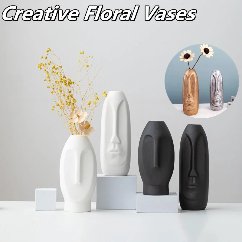 

Face Vases,Carved Art Face Style Creative Floral Arrangement Ceramic Vases,for Wedding Holiday Party Events Decoration