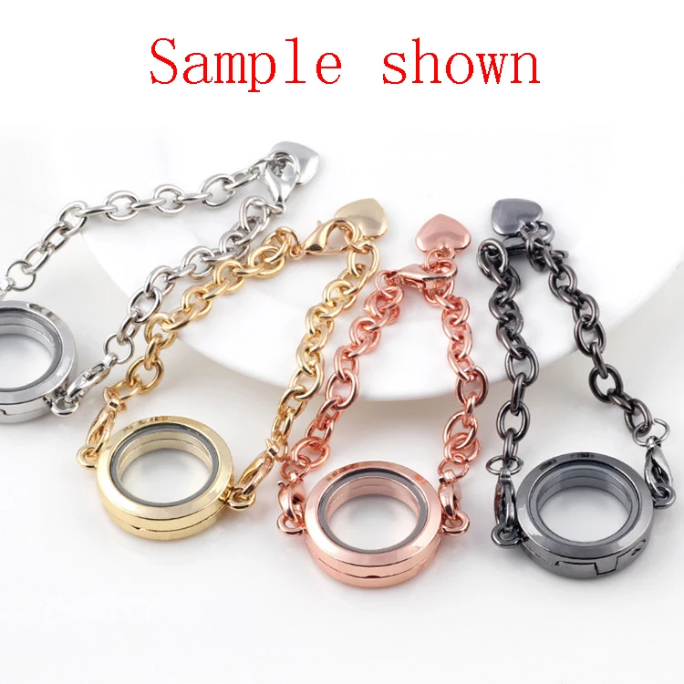 

10pcs/lot mixed color 25mm Locket Pendants Glass Living Memory Charm plain Locket for Bracelet Bangle women jewelry