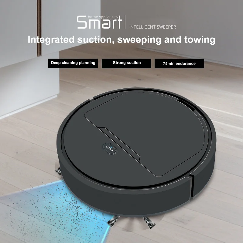

Smart Robot Vacuum Cleaner 2-in-1 Mopping Sweeper Strong Suction Automatic Cleaning Rechargeable Anti-Crash Sweeping