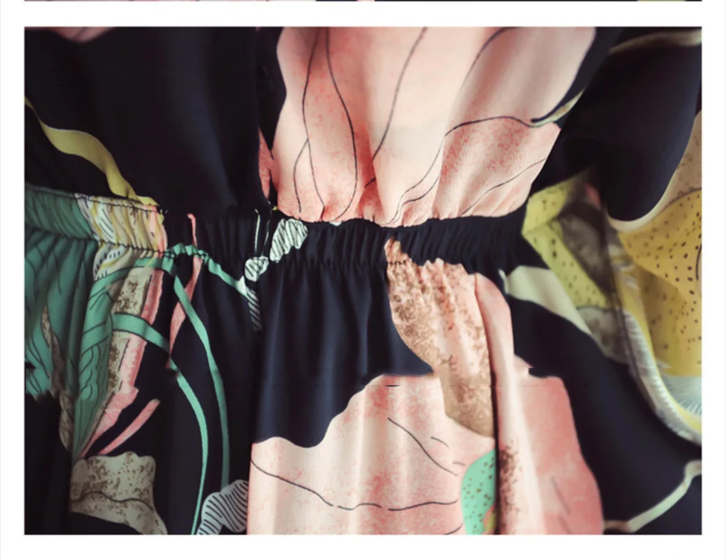 Шифоновое летнее платье с цветочным принтом новое корейское на бретельках