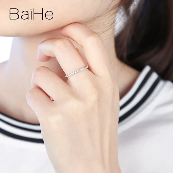 BAIHE Solid 14 к розовое золото 0.38ct сертифицировано H/SI круглая огранка натуральный рубин свадебные женские трендовые ювелирные изделия Подарочное кольцо