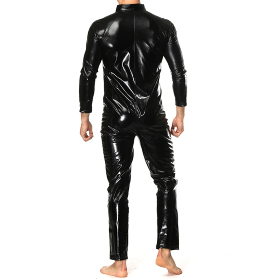 Комбинезон мужской из искусственной кожи и латекса сексуальное эротическое