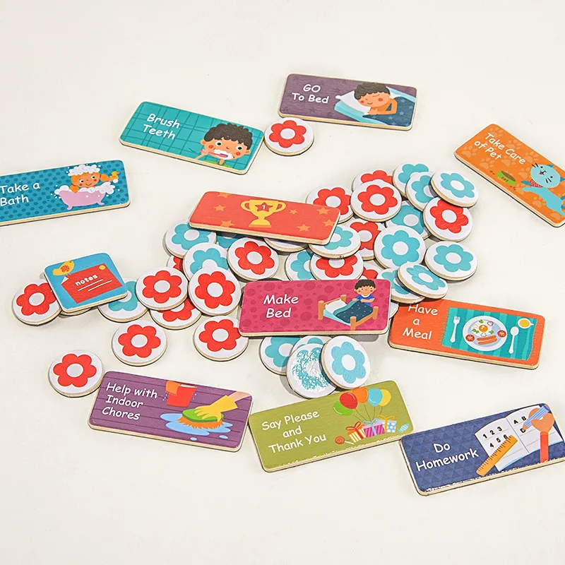 

Children's Early Education and Wisdom Magnetic Behavior Plan Record Board Toy Baby Good Habit Form Growth Self-Discipline Table