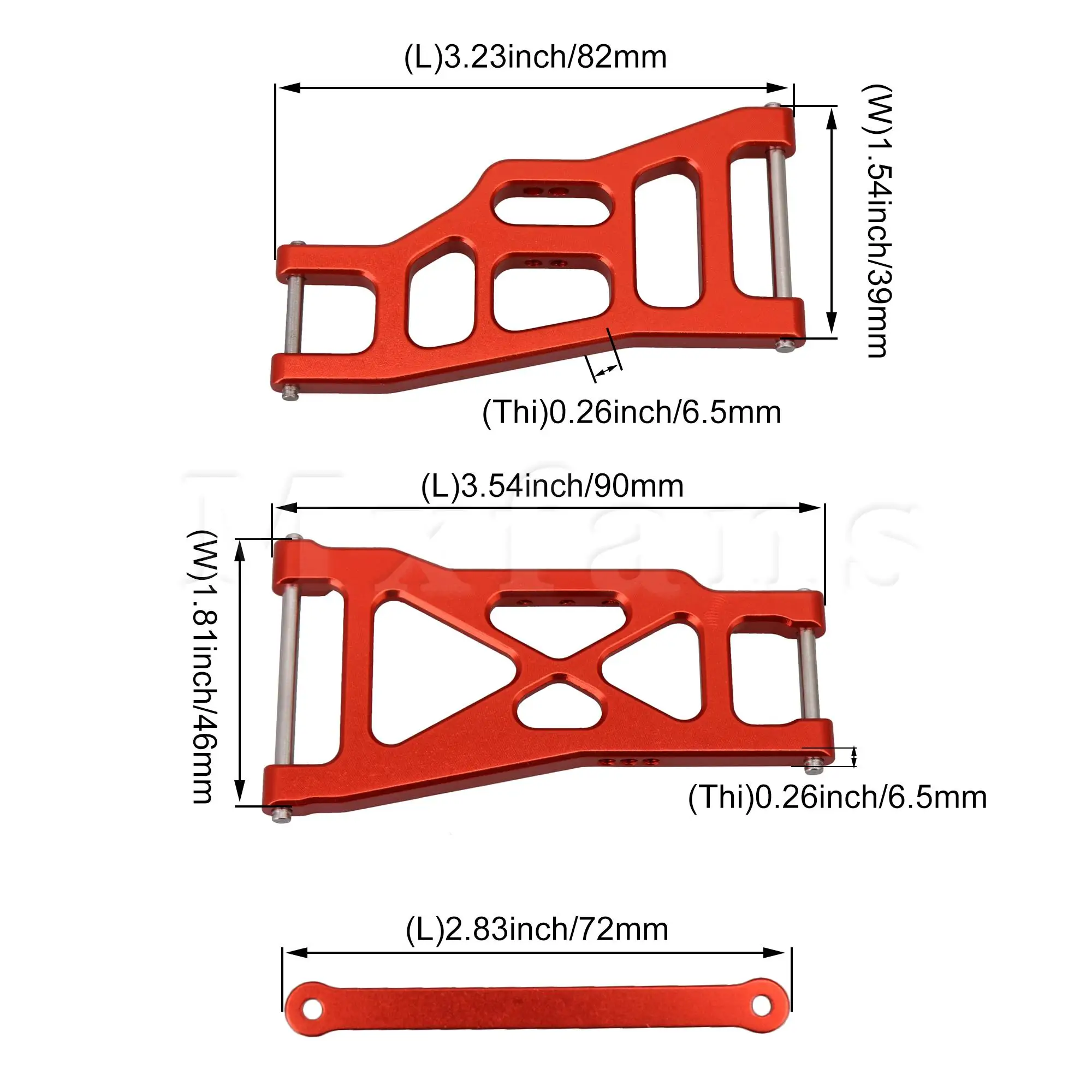 

Mxfans 4Pcs Red RC 1:10 Front Rear Lower Suspension Arm Replacement for Traxxas