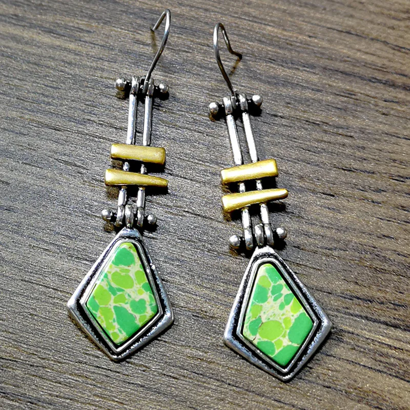 Классические вязаные серьги с зеленым камнем модные китайские механические