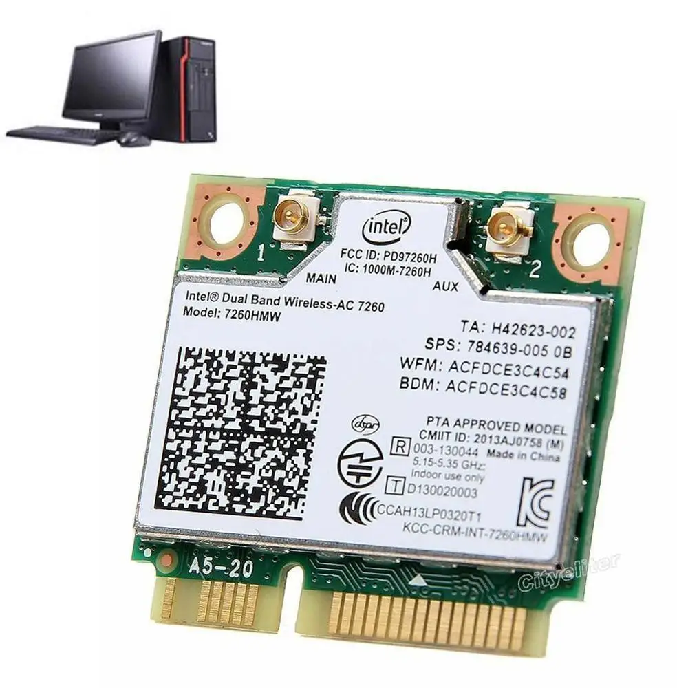 Двухдиапазонная беспроводная Wi Fi карта для Intel 7260HMW Half Mini PCI E 2 4G/5 ГГц Bluetooth 4 0