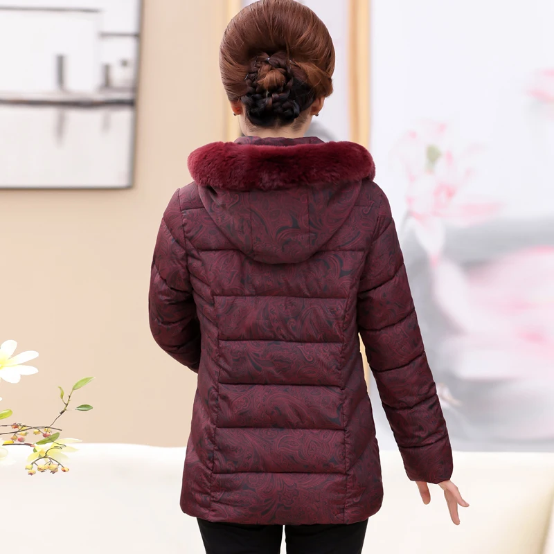Jackets winter womens mother winter coat cotton solid color slim clothes down cotton padded middle-aged women winter coat