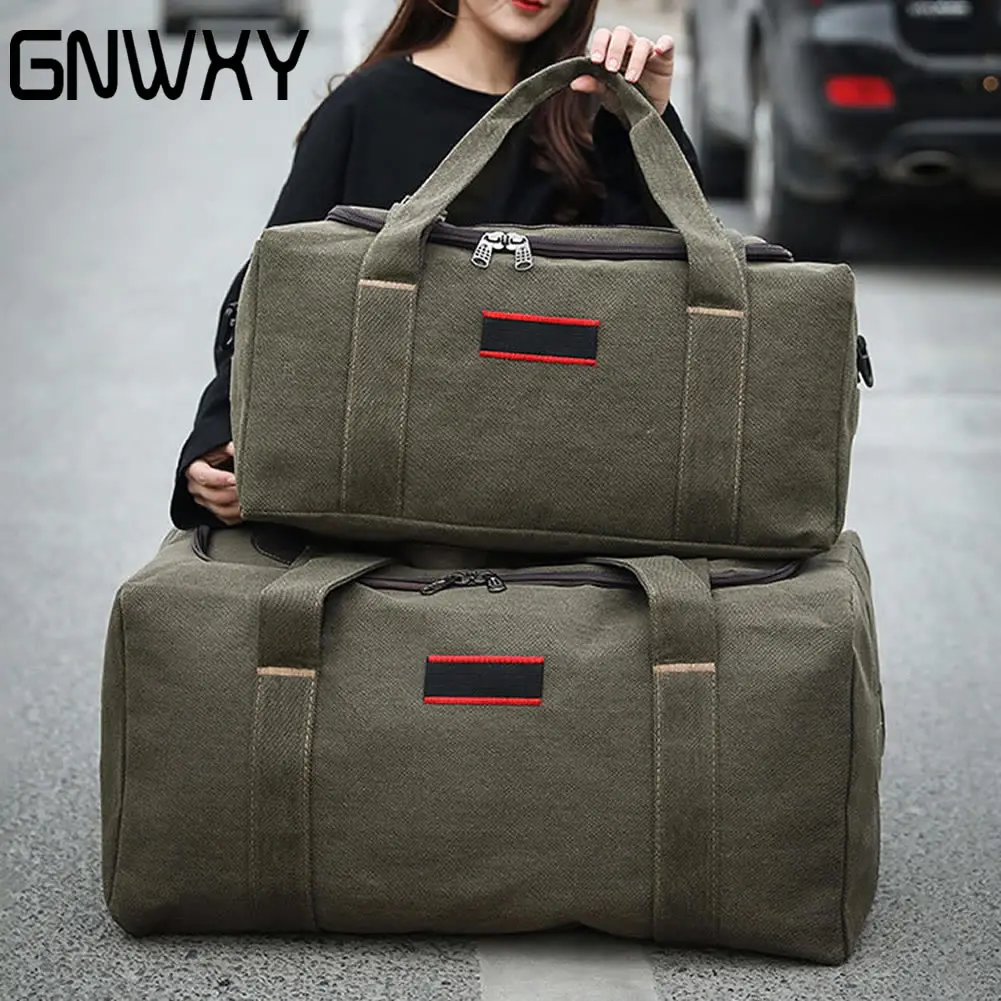 GNWXY Large Capacity Canvas Hand Luggage Bag Travel Bags Move House Big Bag Weekend Overnight Bag Folding Trip Bag Dripshipping