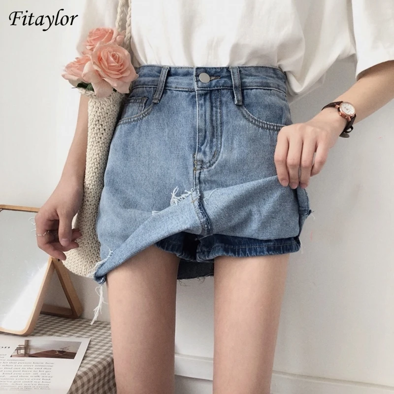 

Fitaylor летняя новинка Женская однотонная джинсовая короткая юбка Весенняя повседневная с высокой талией трапециевидный светильник синяя юб...
