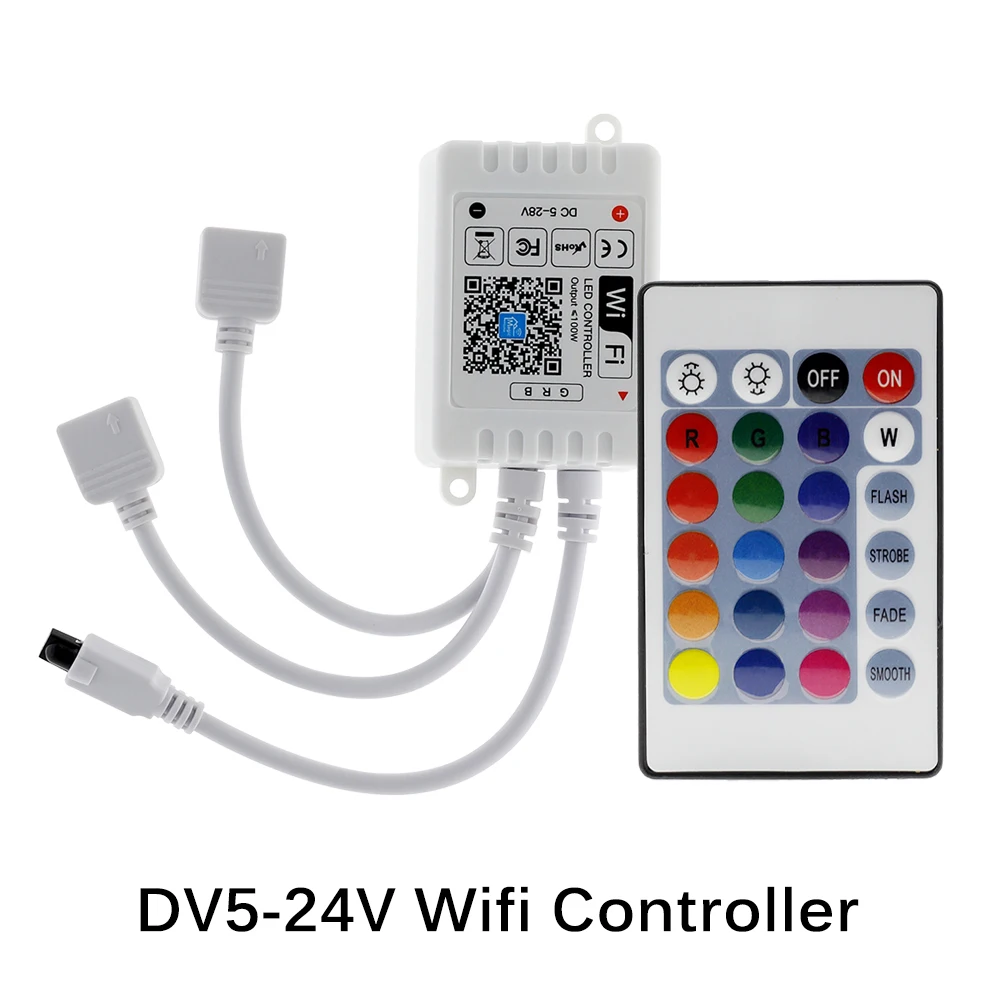 

DC5V-28V Mini Wifi LED RGB Strip Controller 24 Key IR Remote Controller For 2835 5050 RGB LED Strip Lights Magic Home D30