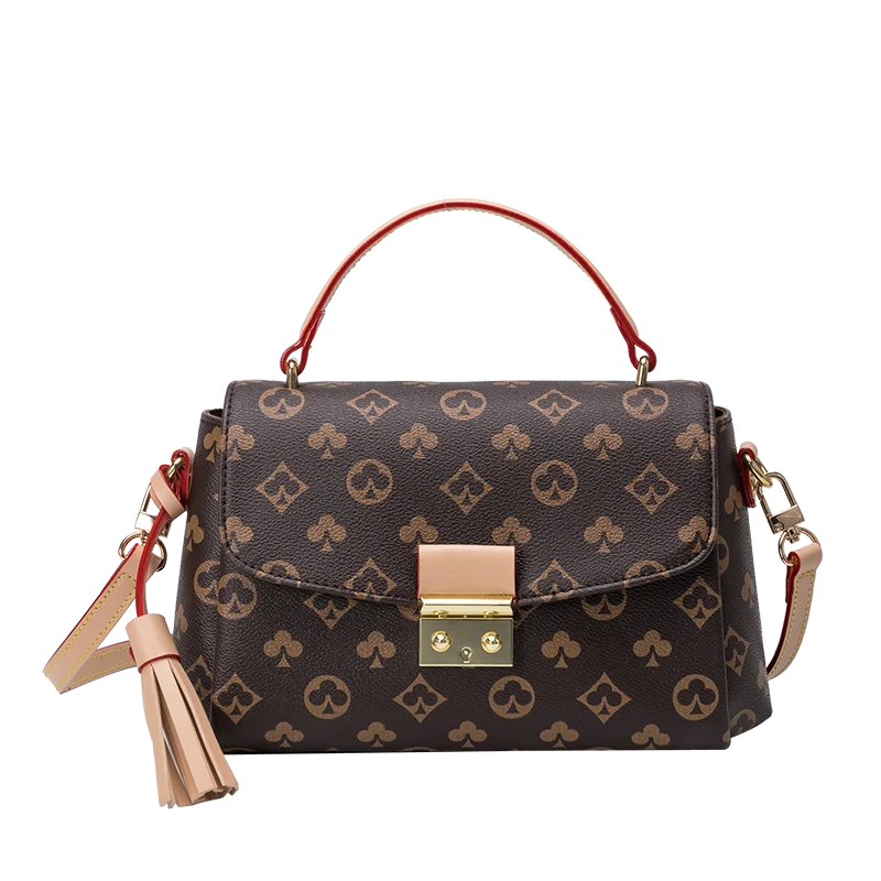 

Small square handbag women's new tassel lock checkerboard diagonal summer bag