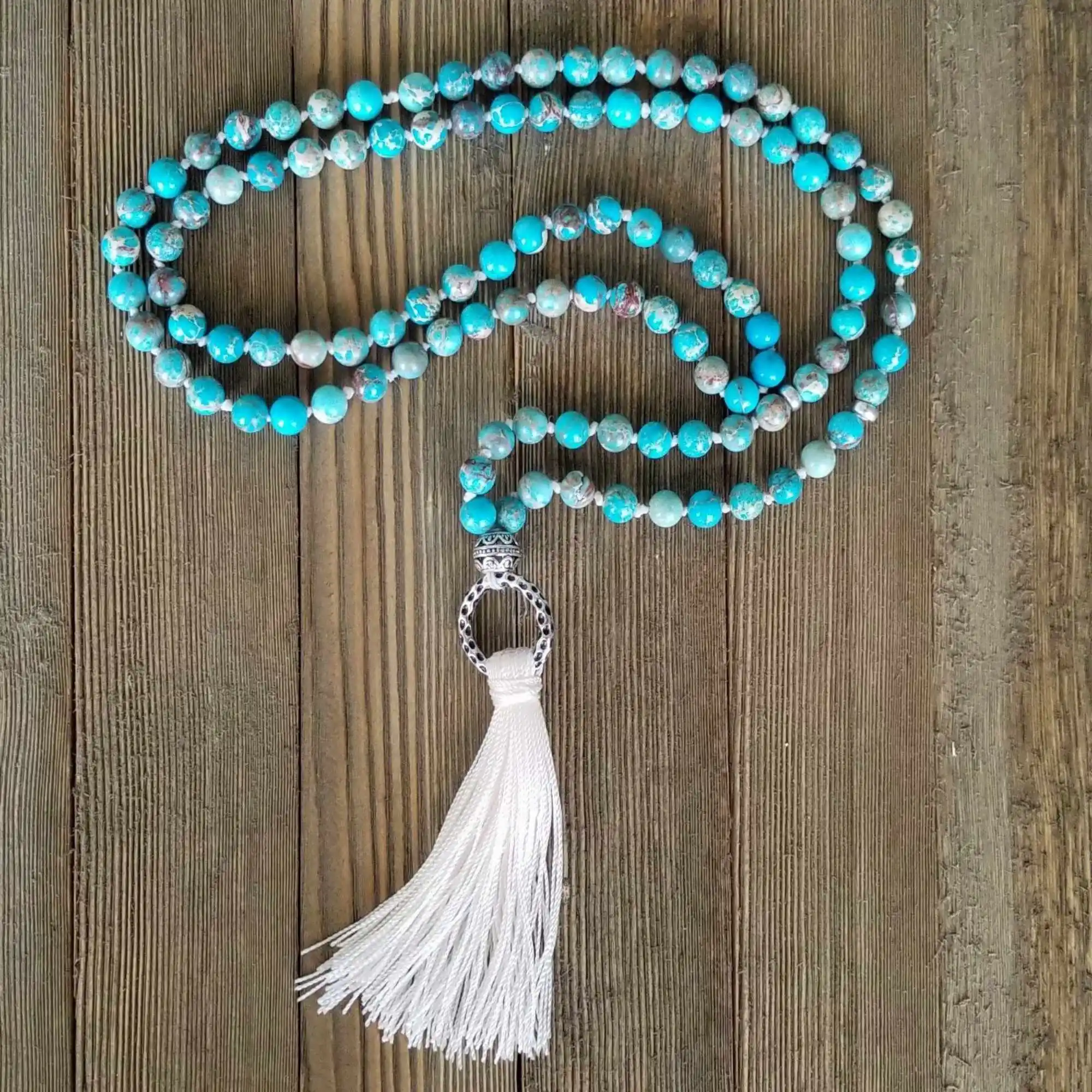 

8mm Natural imperial jasper gemstone beads Necklace Taseel Classic Wristband Glowing Elegant Mental Blessing Practice Calming