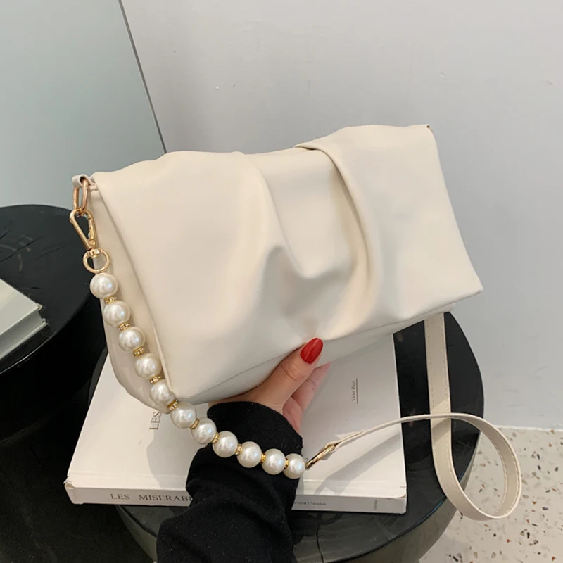 

Small Pearl Crossbody Bags For Women 2021 Soft Pu Leather Shoulder Purses And Handbag Ladies Clutch Bag Travel Cross Body Bag