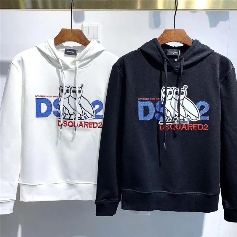 

Зимняя мужская Толстовка DSQ, 10% чистый хлопок, Повседневная Толстовка с рукавами, унисекс, длинная рубашка, черный Свитшот с надписью DSQ2 для м...