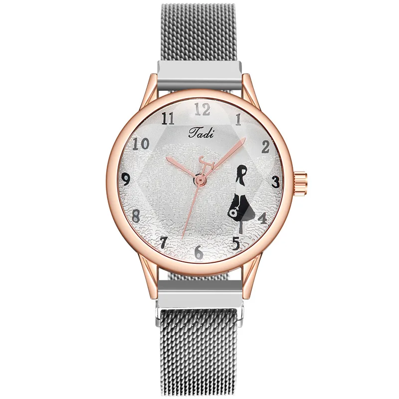 

100pcs / lottadi brand fast selling popular magnetic button small digital dial alloy quartz watch simple women's Watch