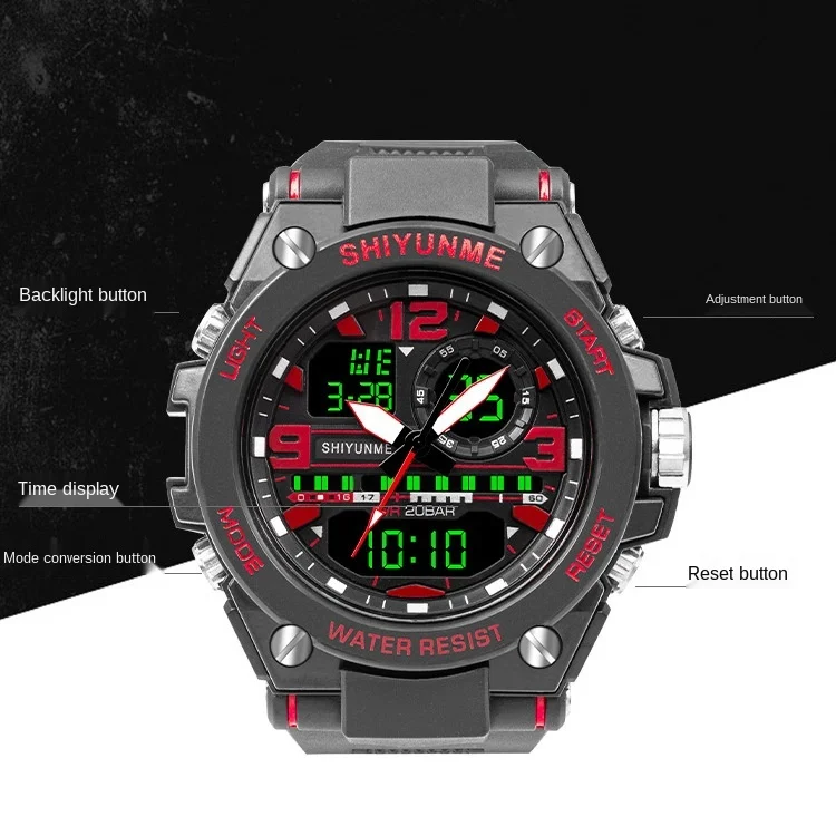 

2021 designer fashion trend classic dual display Sport Men's Trend Waterproof Electronic Watch Pointer Double Version Watch Spot