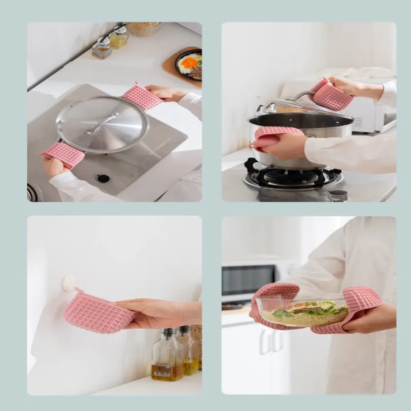

Kitchen Insulation Anti Scald Hand Clip Tools Microwave Oven Silicone Resistant Heat Non-slip Thickened High Temperature Gloves