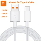 Оригинальный кабель передачи данных Xiaomi 6A Тип C, зарядное устройство Mi Turbo 33 Вт, быстрая зарядка для MI 11 10 Ultra 9 9T Pro Redmi K40 Poco M3 X3 C3