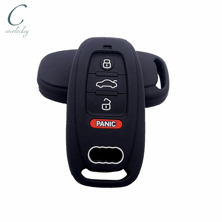 

Cocolockey Silicone Key Fob Cover Case Skin Fit for Audi A4 A5 S4 Q5 B8 Remote Smart Key Keyless Enter Smart Key 4buttons