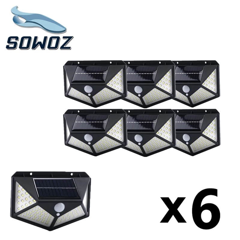 

6PCS LED Solar light Outdoor light 100LED Wall lamps ip65 waterproof solar light Motion sensor street garden lighting