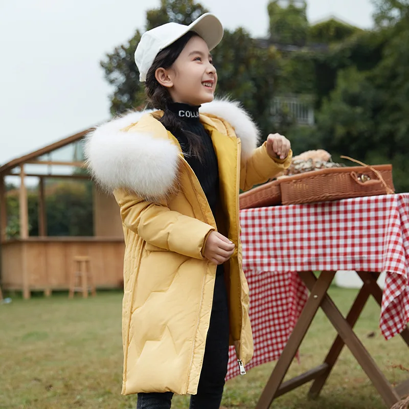 Детский пуховик плотное теплое пальто для девочек цвет белый розовый бежевый