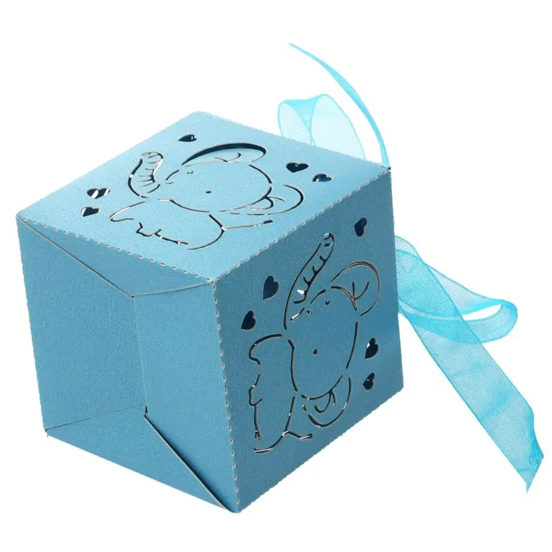 10 шт. слон полые перевозки сувениры Box подарок коробка сладостей с бантом для