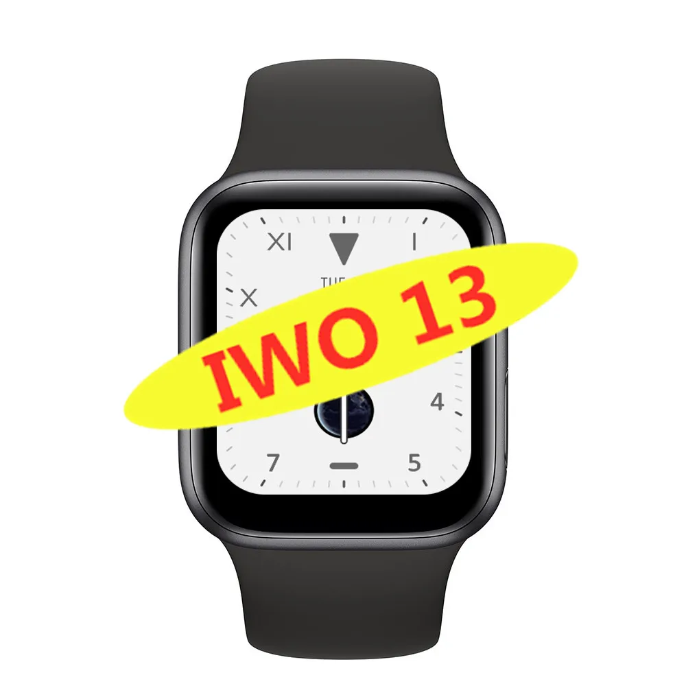 black IWO 13 умные часы серии 5 1:1 44 мм Ip68 Водонепроницаемые для apple iPhone 11 MAX IOS Android smartwatch для женщин и мужчин PK IWO 10/11/12 - Цвет: black