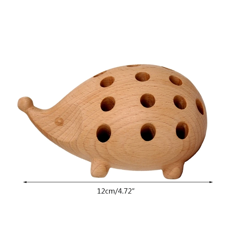 

50LB Cute Wooden Hedgehog Pen Holder Nordic Arts Crafts Wooden Pen Organizer Desktop