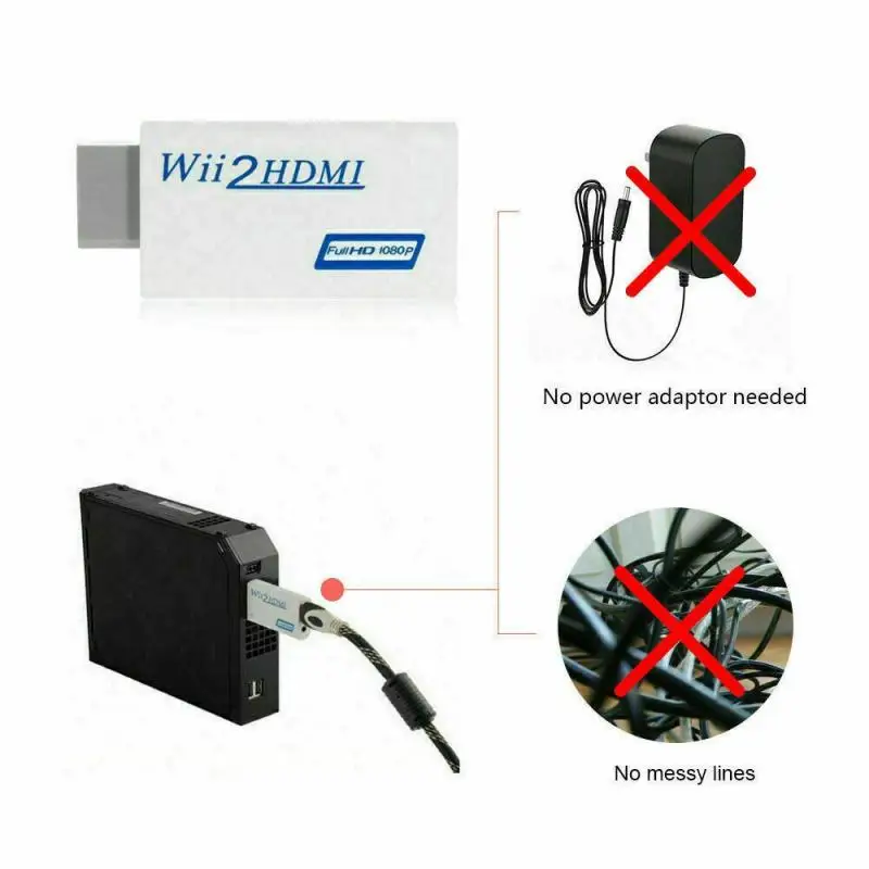 1080P Full HD For PC Monitor Display Wii2HDMI Portable Wii To HDMI-compatible Converter Adapter 3.5mm AUX Audio Video Output | Электроника