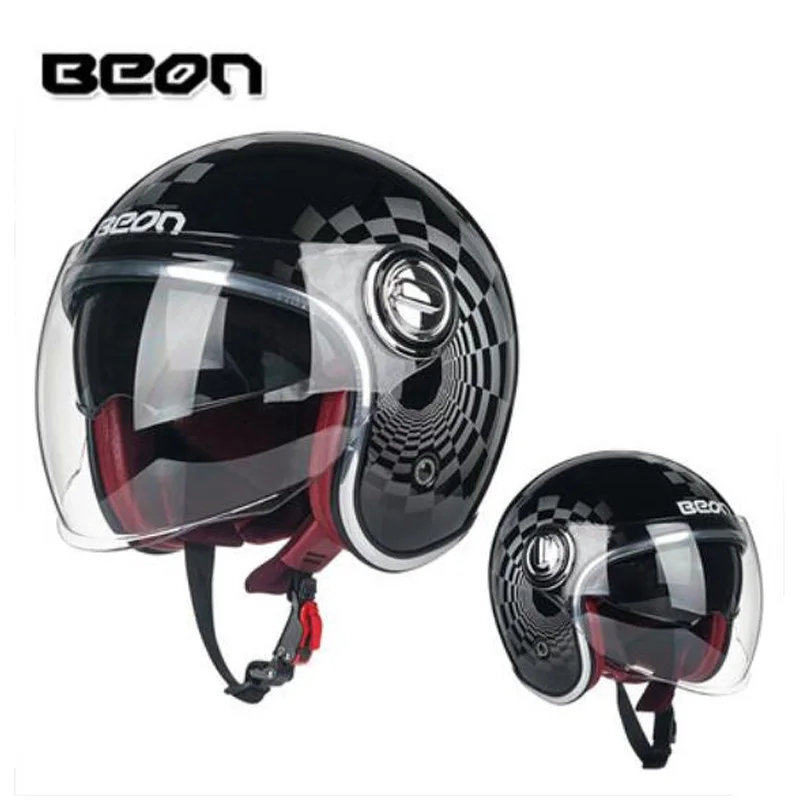 Мотоциклетный шлем BEON в стиле ретро с открытым лицом и двойными линзами - купить
