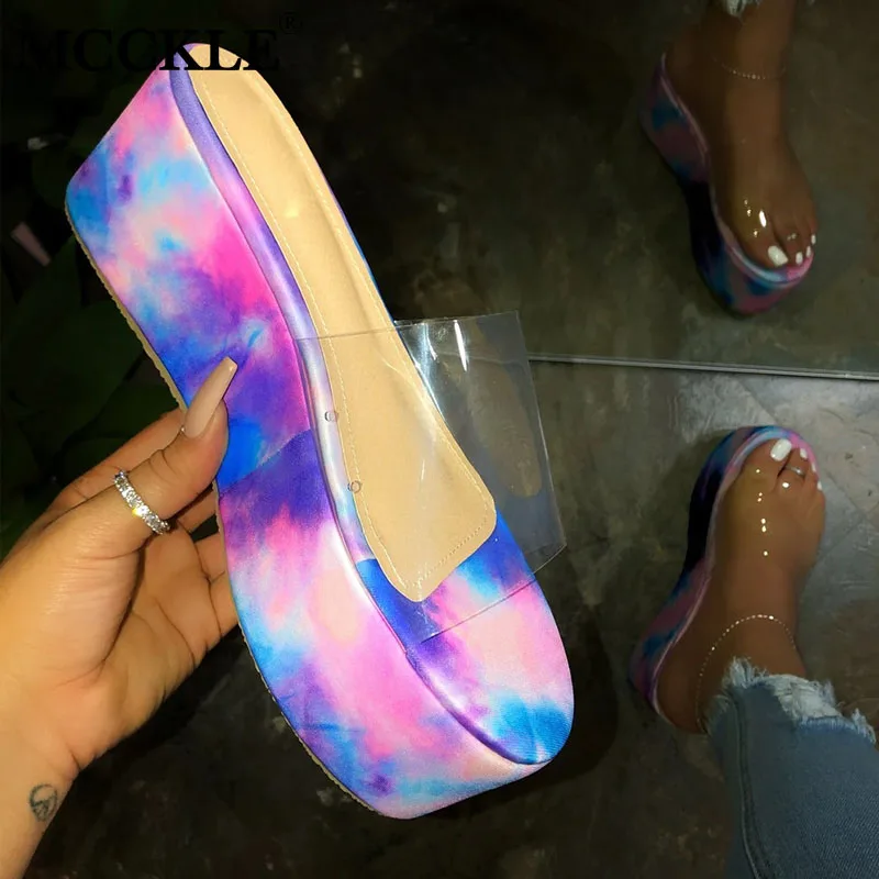 Женские шлепанцы на плоской подошве Прозрачные ПВХ женские водонепроницаемые