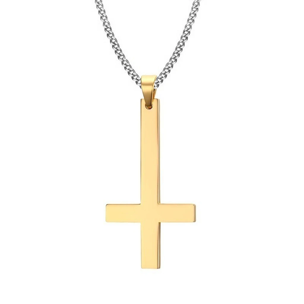 Hot Stainless Steel Upside Down Cross Necklace Inverted Pendant with Chain | Украшения и аксессуары