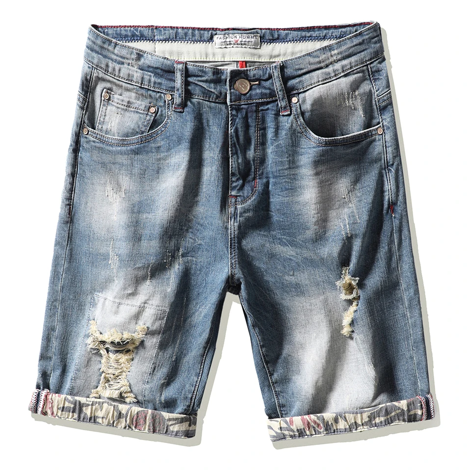 2020 новые летние модные брендовые качественные мужские рваные джинсовые шорты 100%
