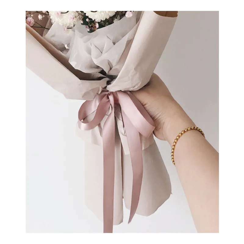 

2.5 Cm Flower Packaging Material Solid Color Ribbon High Quality Ribbon Bouquet Packaging Ribbon Cake Gift Bandage 2.5cmx50yards