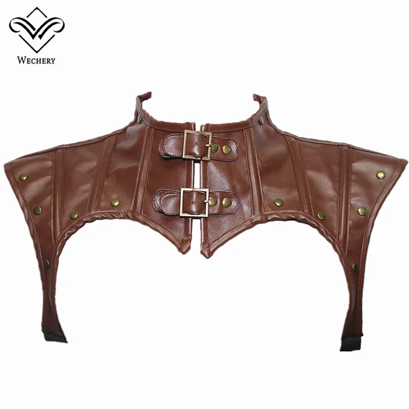 Wechery Steampunk Accessories Women Leather Corset Crop Tops Punk Gothic Style Hallween Retro Custom Plus Size S-2XL Black Brown