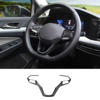 carbon car steering wheel button cover trim frame decoration sticker for volkswagen vw golf 8 mk8 2020 2021 2022 accessoreies