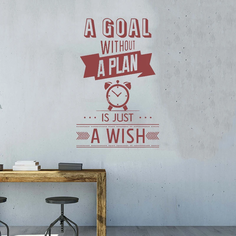 Цель без плана-это лишь пожелание Цитата наклейки на стену для офиса работы