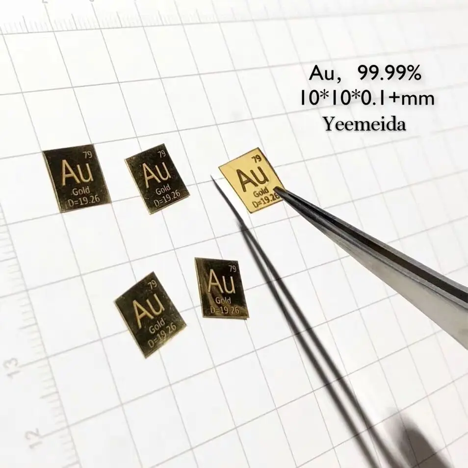 Au foil 10x10x0.1mm Au золото металл 10 мм Плотность куб 99.99% чистый для коллекции элементов - Цвет: Au foil 10x10x0.1mm