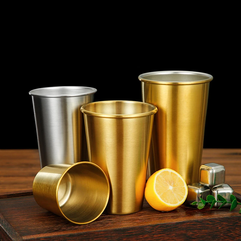 

304 Stainless Steel Single Layer Beer Mugs Multi-Size Korean Coffee Cold Drinks Tea Cups Restaurant Household Kitchen Drinkware