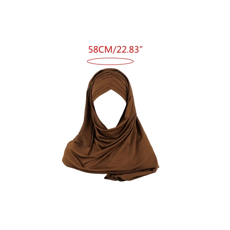 

Women Milk Filer Solid Color 2 In 1 Turban Hat Instant Scarf Malaysia Muslim Arab Cross Pleated Hijab Cap Head Wrap Cover Islami