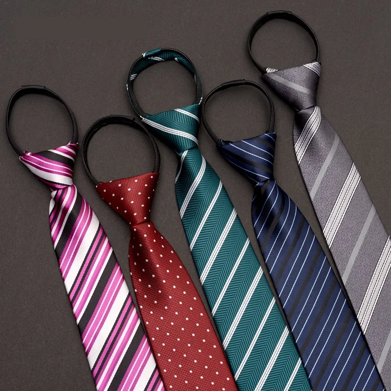 

High Quality 2020 New Fashion Ties Men Business Worker Zipper 7cm Striped Tie Wedding Neckties for men Designers with Gift Box
