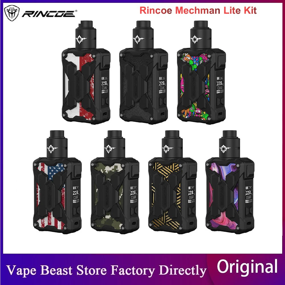 Оригинальный комплект Rincoe Mechman Lite TC мод 228 Вт и испаритель Metis RDA 0 002 с вспышкой