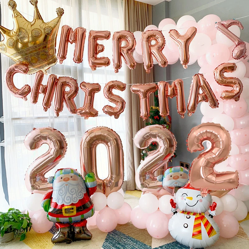 

1 Набор, 16 дюймов, рождественские украшения, рождественские буквы, фольгированные воздушные шары, рождественские украшения для нового года ...