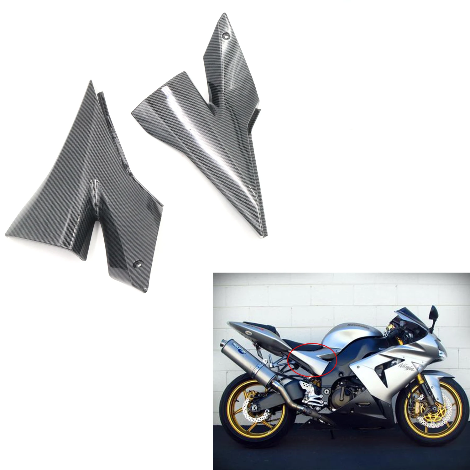 

Carbon Fiber Paint Tank Side Cover Panel Fairing for Kawasaki ZX-10R ninja zx10r 2004 2005