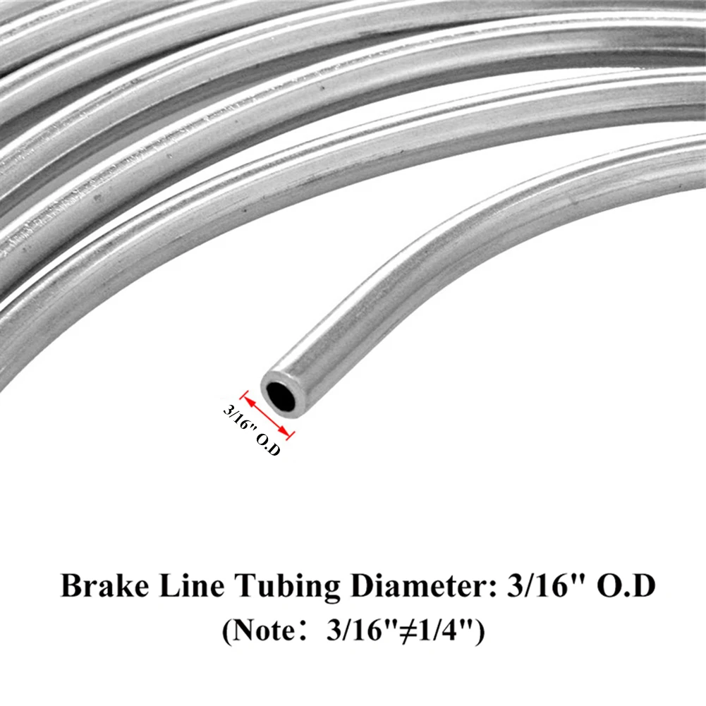 

25ft 7.62m Roll Tube Coil of 3/16" OD Copper Nickel Brake Pipe Hose Line Piping Tube Tubing Anti-rust With 16Pcs Tube Nuts