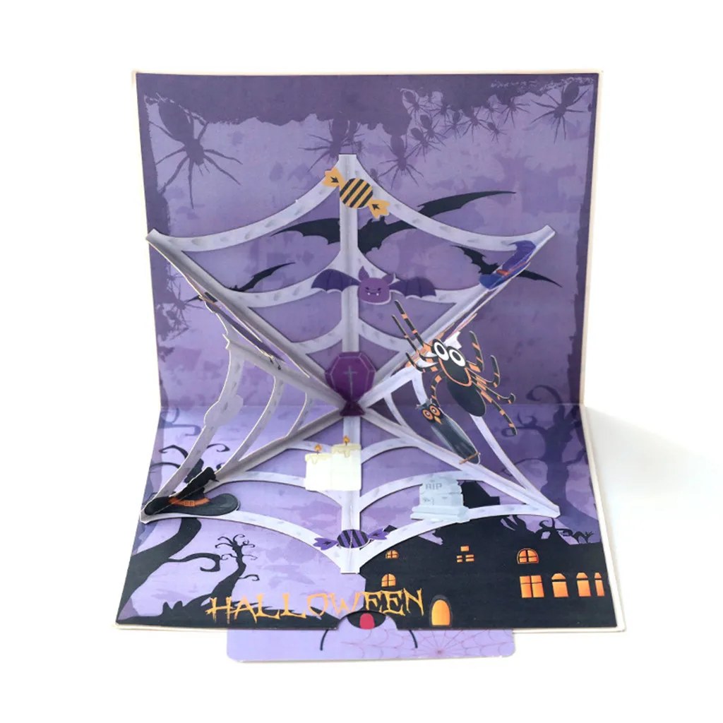 Детская страшная Тыква гримаса Хэллоуин 3d праздничная карта дом с привидениями и