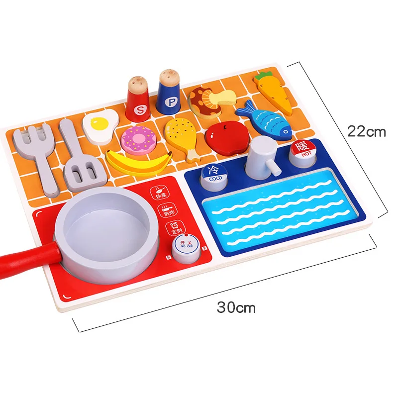 

Wooden Building Blocks Toys Play Home Toys Early Learning Simulation Mini Kitchen Set Pretend Shape Matching Toy for Kids